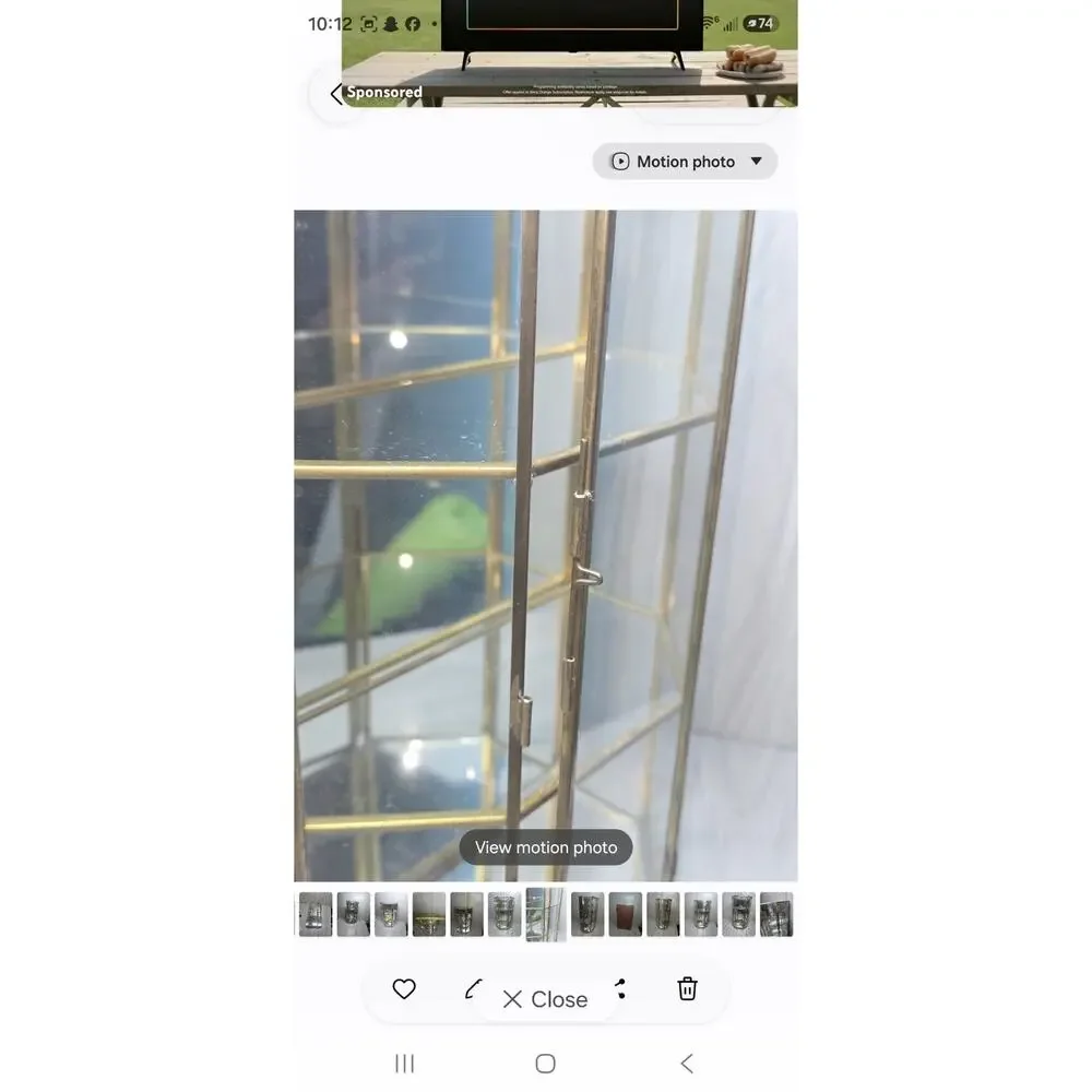 Vtg Glass Mirror Brass Curio Trinket Display Cabinet 3 Shelves Miniatures FLAW